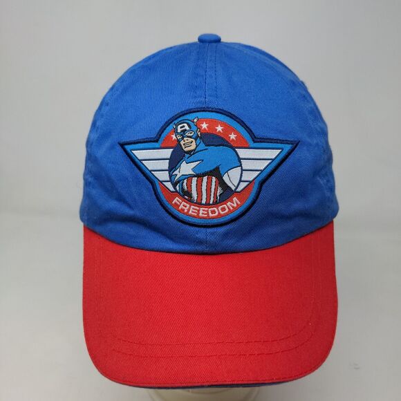 Marvel Men's Slideback Hat Blue Red Adjustable Embroidered Captain America Logo - Picture 2 of 10